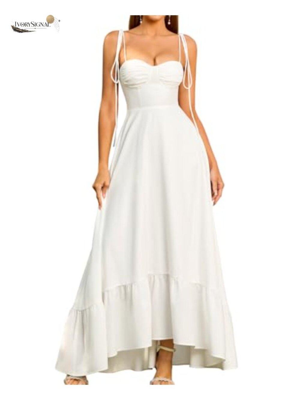 Women Maxi Dress Sweetheart Neckline Smocked Back A-Line Wedding Guest